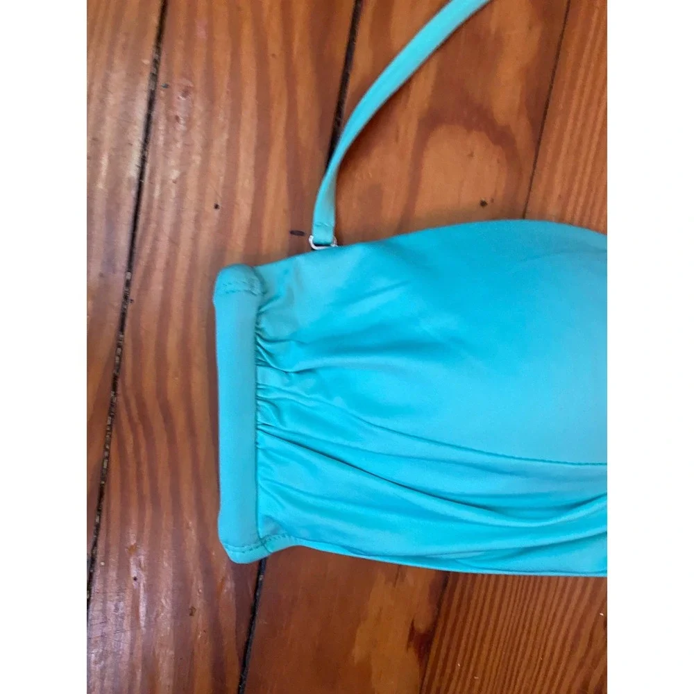 Mossimo Turquoise Blue Twist Front Bandeau Bikini Top Removable‎ Strap Large